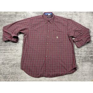 Vintage Nautica Shirt Mens XL Red Plaid Button Up Made in USA 100% Cotton‎